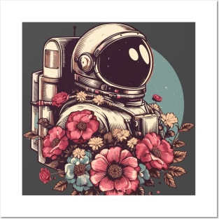 Astronaut in Flowers Posters and Art